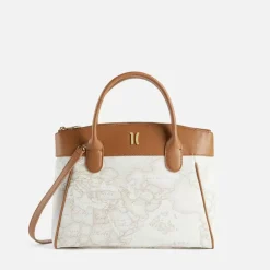 Borsa a Mano 1A Classe Alviero Martini linea Heritage Geo colore Geo White e Cuoio LC14