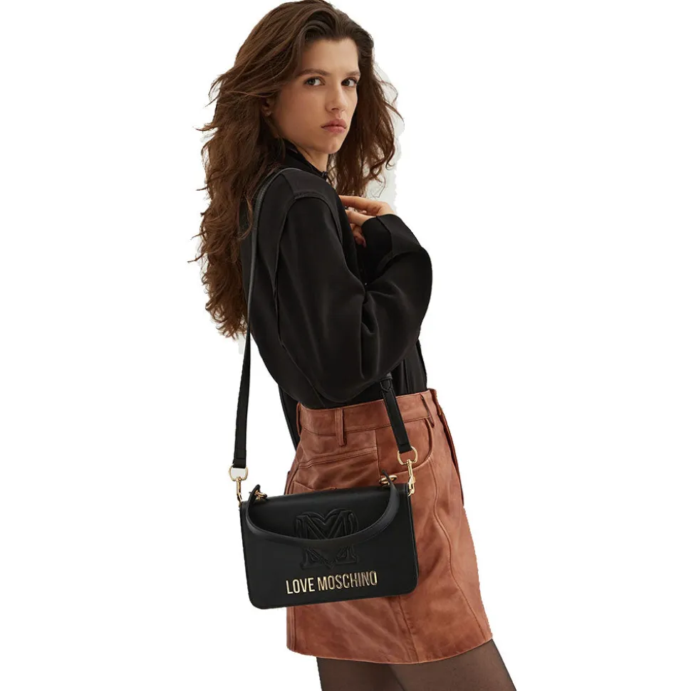 Borsa a Spalla con Tracolla LOVE MOSCHINO in Pelle Nera
