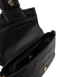 Borsa a Spalla con Tracolla LOVE MOSCHINO stampa Croco Nera