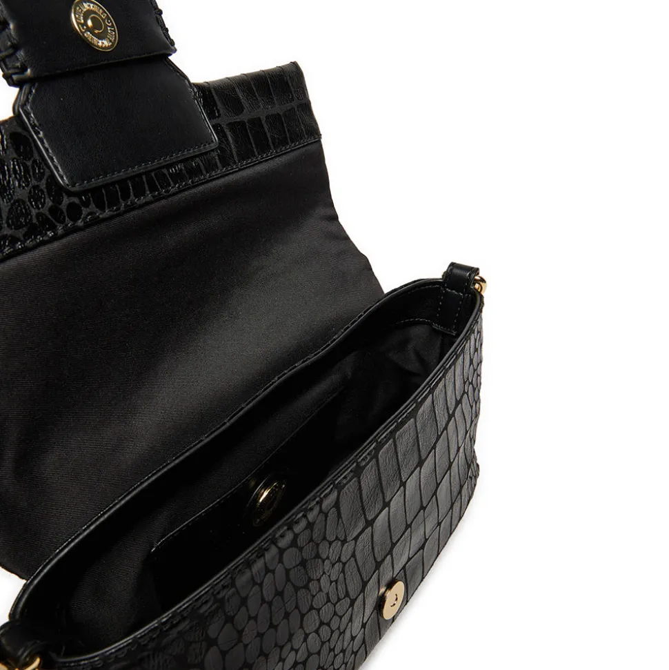 Borsa a Spalla con Tracolla LOVE MOSCHINO stampa Croco Nera
