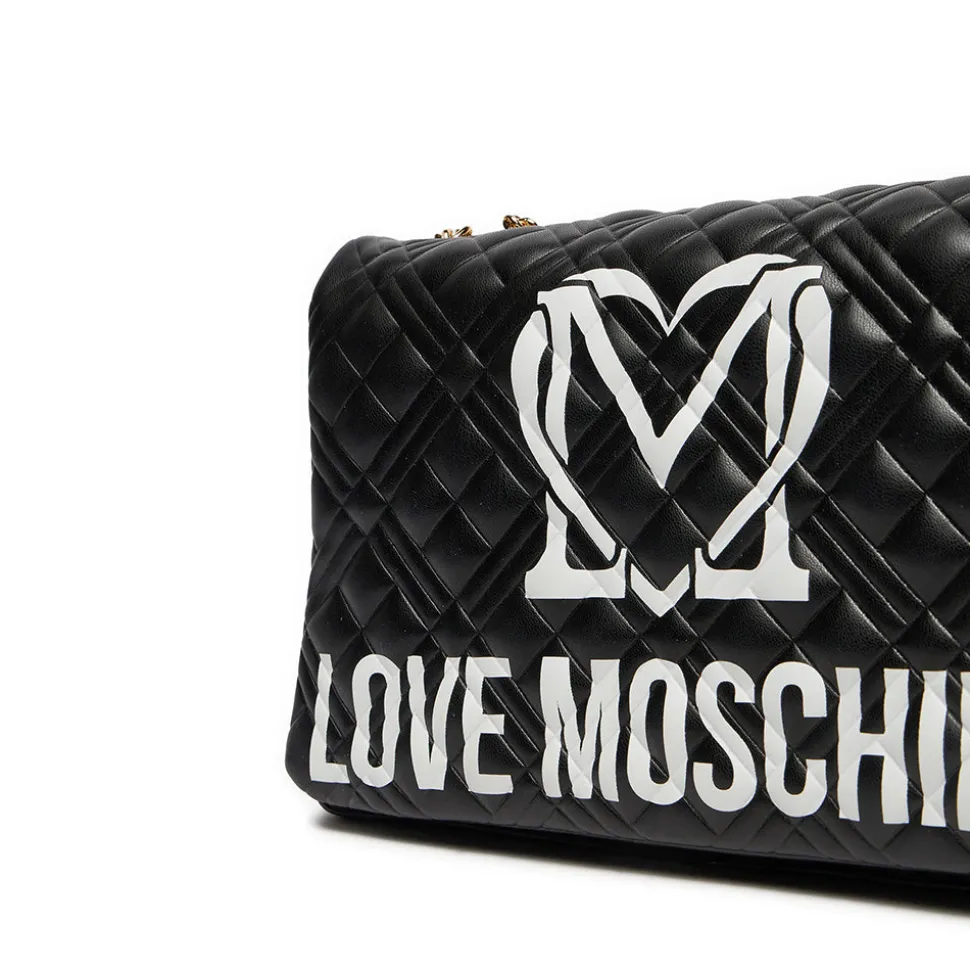 Borsa a Spalla e a Tracolla LOVE MOSCHINO linea Logo Quilt Nero