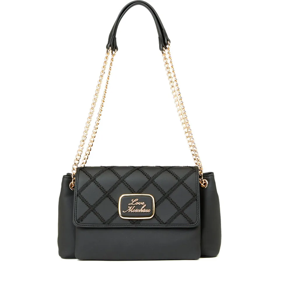 Borsa a Spalla LOVE MOSCHINO con Ricamo a Scacchi Nero