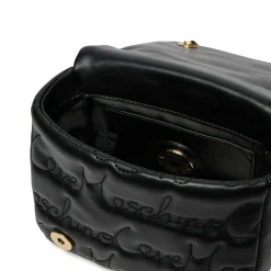 Borsa a Tracolla LOVE MOSCHINO Nera con Logo Ricamato All Over