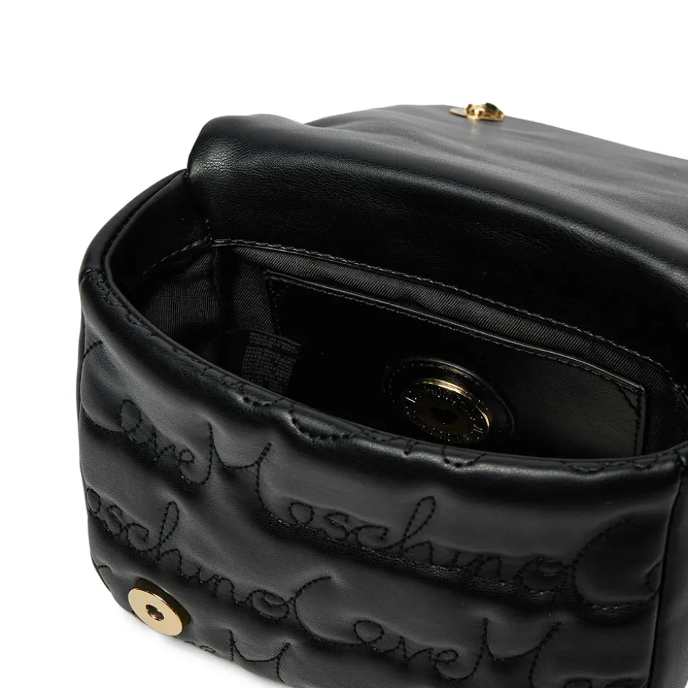 Borsa a Tracolla LOVE MOSCHINO Nera con Logo Ricamato All Over