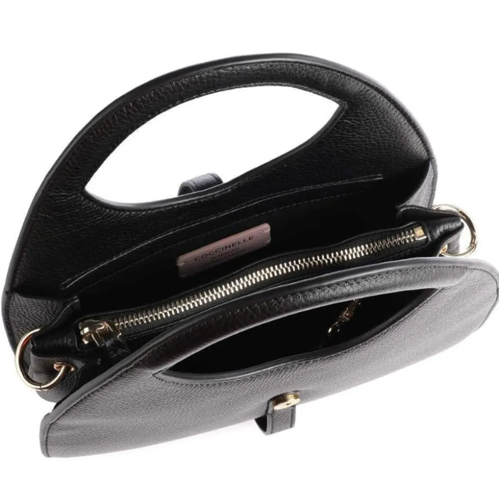 Borsa Donna a Mano COCCINELLE in Pelle nera della linea Cosima, Taglia Small