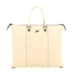 Borsa Donna a Mano con Tracolla GABS G3 PLUS Large in Pelle Martellata Beige Ecru