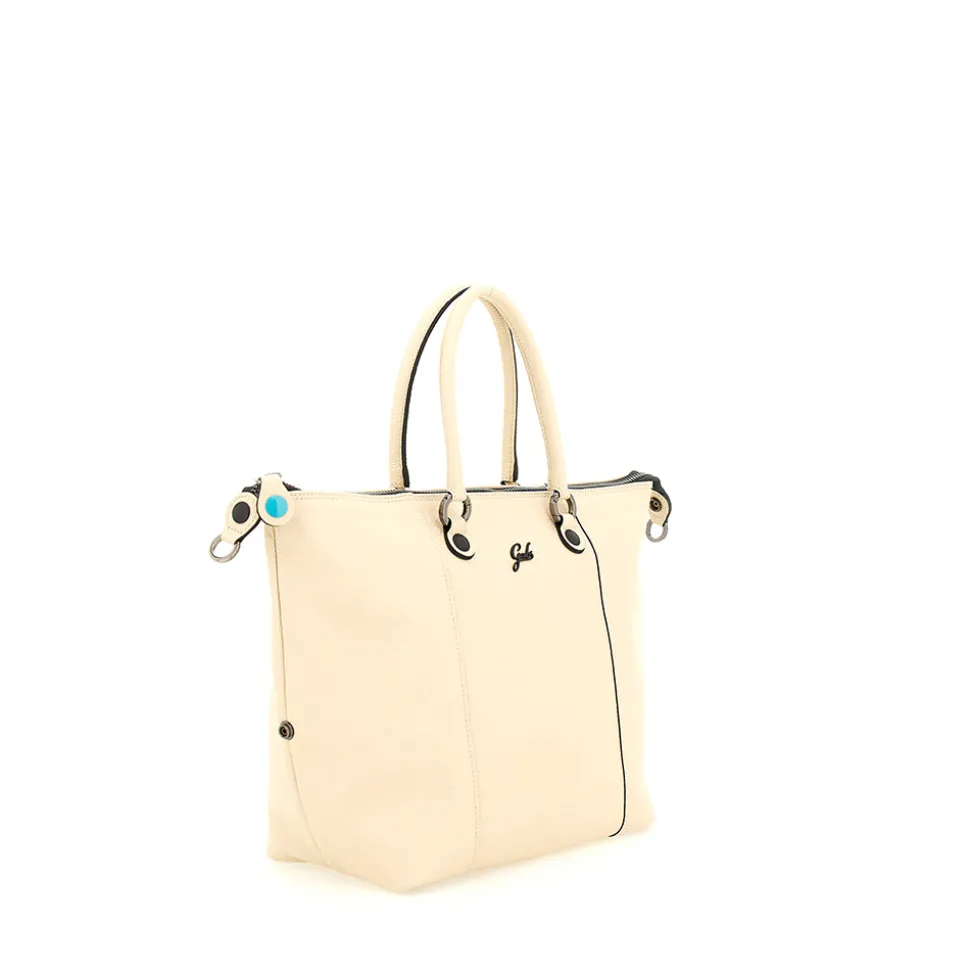 Borsa Donna a Mano con Tracolla GABS G3 PLUS Large in Pelle Martellata Beige Ecru