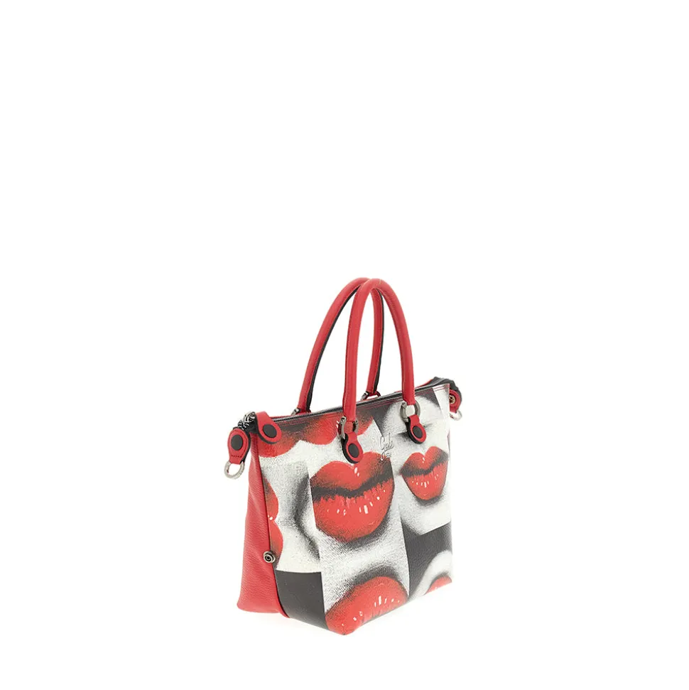 Borsa Donna a Mano con Tracolla GABS G3 PLUS Medium in Pelle stampa Baci