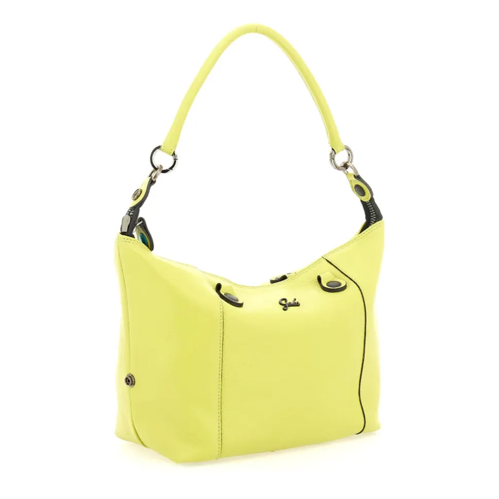 Borsa Donna a Mano con Tracolla GABS G3 PLUS Medium in Pelle Martellata Verde Papiro