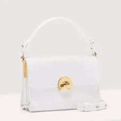Borsa Donna a Mano con Tracolla COCCINELLE in Pelle linea Binxie Small colore Brillant White