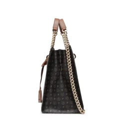 Borsa Donna a Mano con Tracolla POLLINI linea Heritage Logo Classic Nero e Marrone