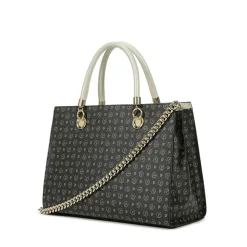 Borsa Donna a Mano con Tracolla POLLINI linea Heritage Logo Classic Nero e Avorio