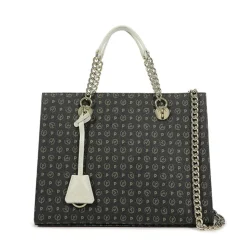 Borsa Donna a Mano con Tracolla POLLINI linea Heritage Logo Classic Nero e Avorio