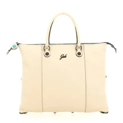 Borsa Donna a Mano con Tracolla GABS G3 PLUS Medium in Pelle Martellata Beige Ecru