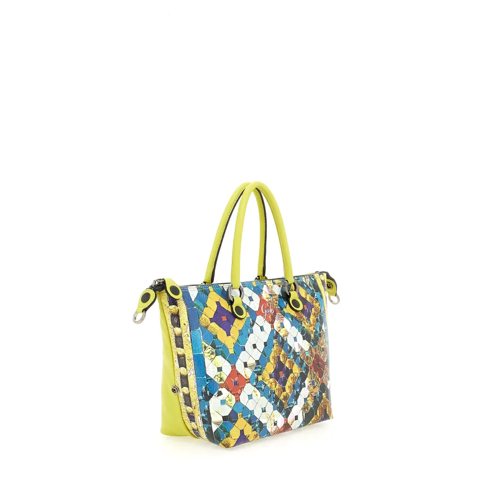 Borsa Donna a Mano con Tracolla GABS G3 PLUS Trip in Pelle stampa Paillettes Rombi Large