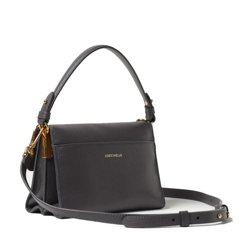 Borsa Donna a Mano con Tracolla COCCINELLE in Pelle linea Binxie Small colore Ardesia