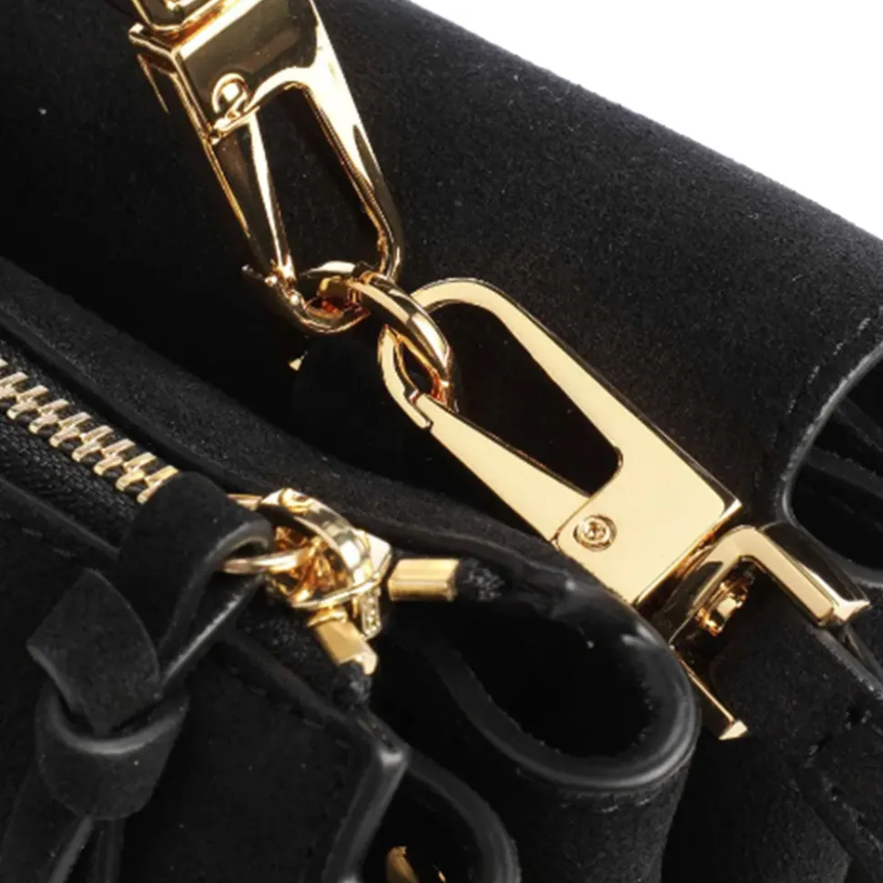 Borsa Donna a Mano con Tracolla COCCINELLE in Pelle Scamosciata Linea Arlettis colore Nero