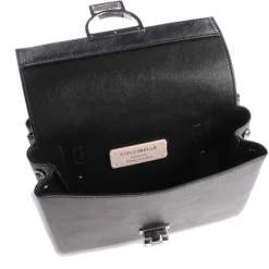 Borsa Donna a Mano con Tracolla COCCINELLE in Pelle Nera Metallizzata Linea Arlettis Pepita