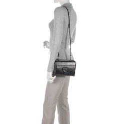 Borsa Donna a Mano con Tracolla COCCINELLE in Pelle Nera Metallizzata Linea Arlettis Pepita
