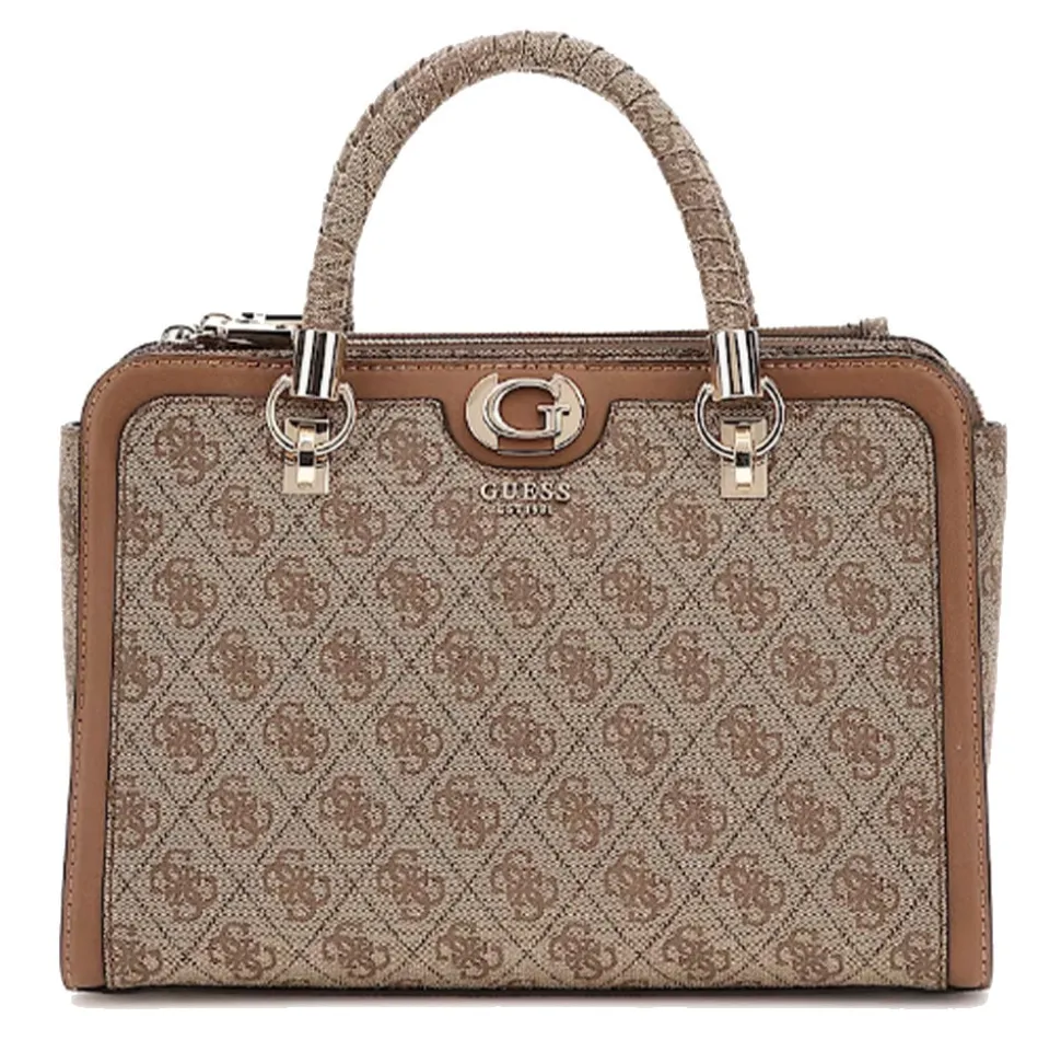 Borsa Donna a Mano GUESS Linea Orlina colore Latte Logo - Brown Misura Grande