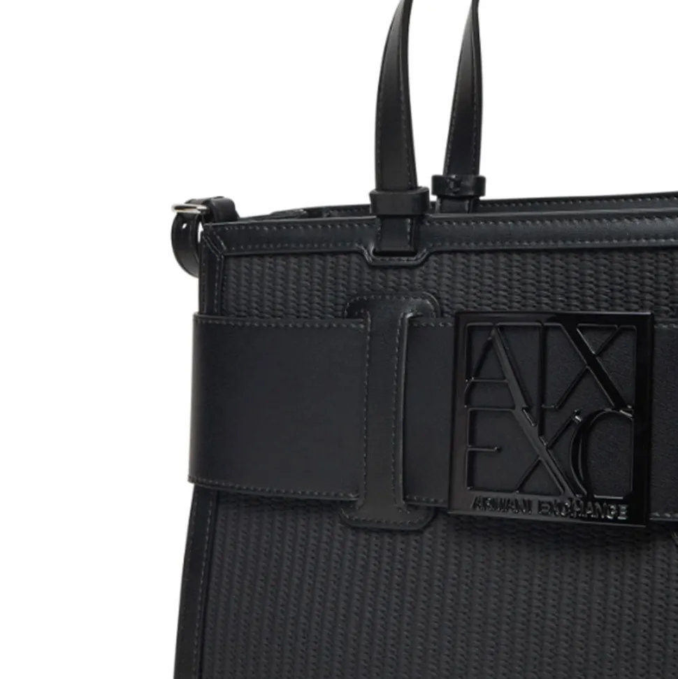 Borsa Donna a Mano Intrecciata ARMANI EXCHANGE colore Ner Misura Grande