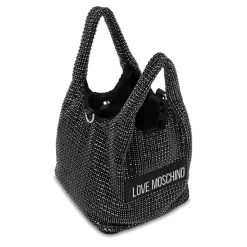 Borsa Donna a Mano Mini LOVE MOSCHINO linea Bling Bling Nera con Strass