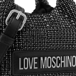 Borsa Donna a Mano Mini LOVE MOSCHINO linea Bling Bling Nera con Strass
