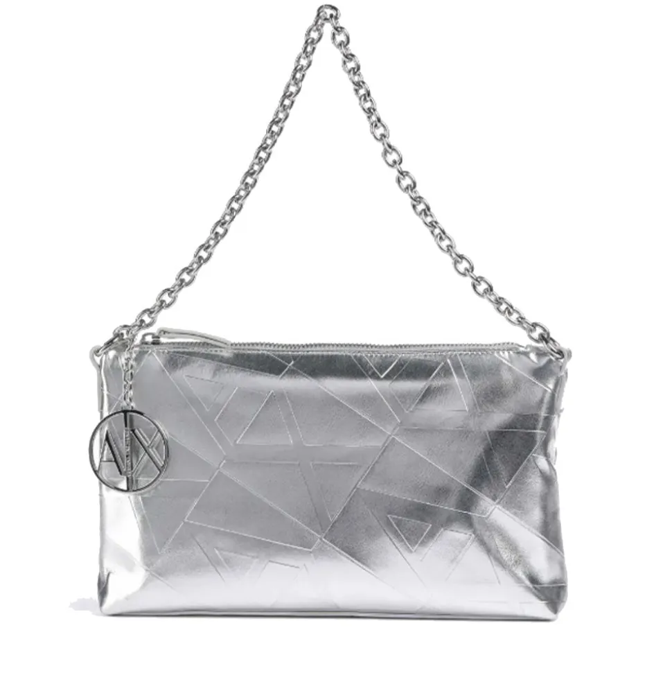 Borsa Donna a Spalla Chiusa con Zip ARMANI EXCHANGE Colore Silver