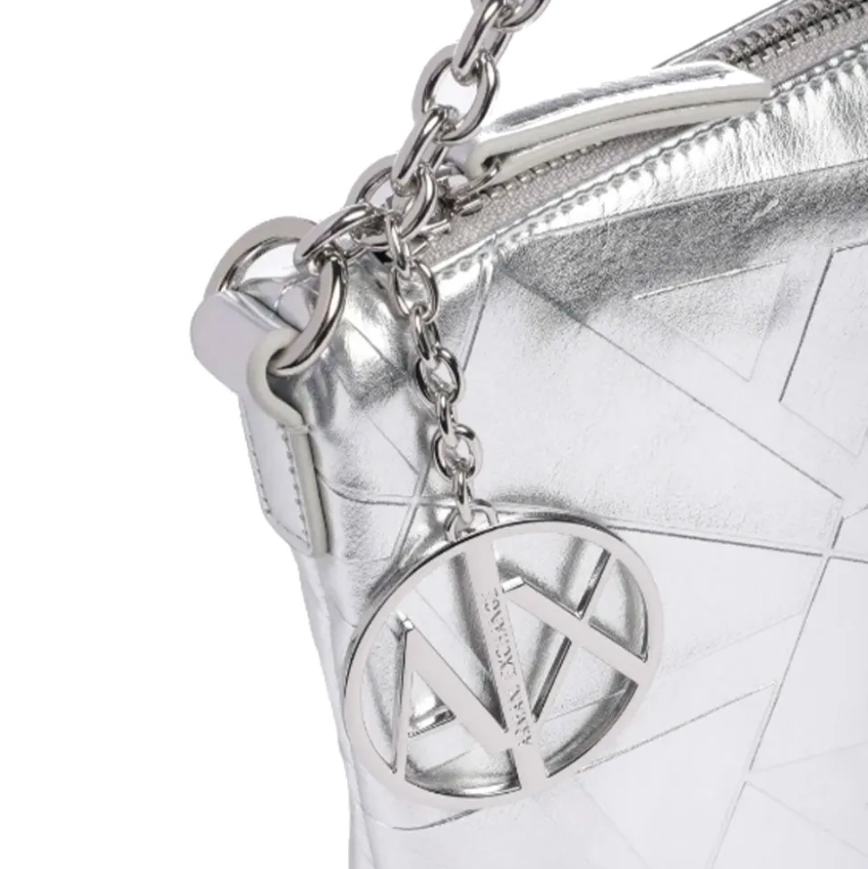 Borsa Donna a Spalla Chiusa con Zip ARMANI EXCHANGE Colore Silver