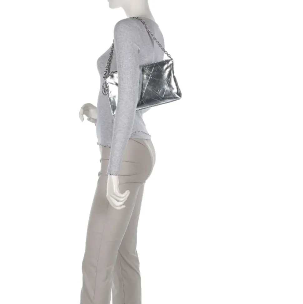 Borsa Donna a Spalla Chiusa con Zip ARMANI EXCHANGE Colore Silver