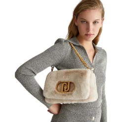 Borsa Donna a Spalla e Tracolla LIU JO linea La Puffy in Eco-Fur Soft Cream