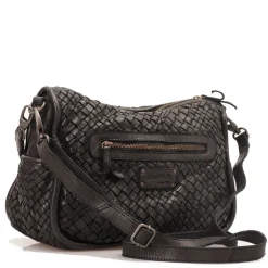 Borsa Donna a Spalla e Tracolla GIANNI CONTI in Pelle Intrecciata Nera