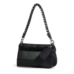 Borsa Donna a Spalla LIU JO Effetto Velluto Nero con Logo