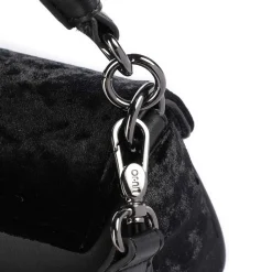 Borsa Donna a Spalla LIU JO Effetto Velluto Nero con Logo
