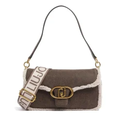 Borsa Donna a Spalla LIU JO in Tessuto Spalmato Marrone con Inserti Teddy
