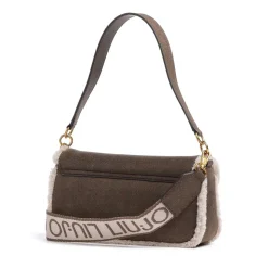 Borsa Donna a Spalla LIU JO in Tessuto Spalmato Marrone con Inserti Teddy