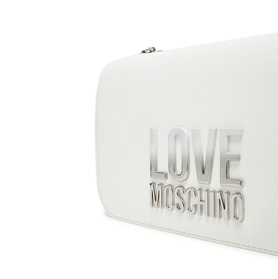 Borsa Donna a Spalla LOVE MOSCHINO Bianca con Logo Lettering Sfumato