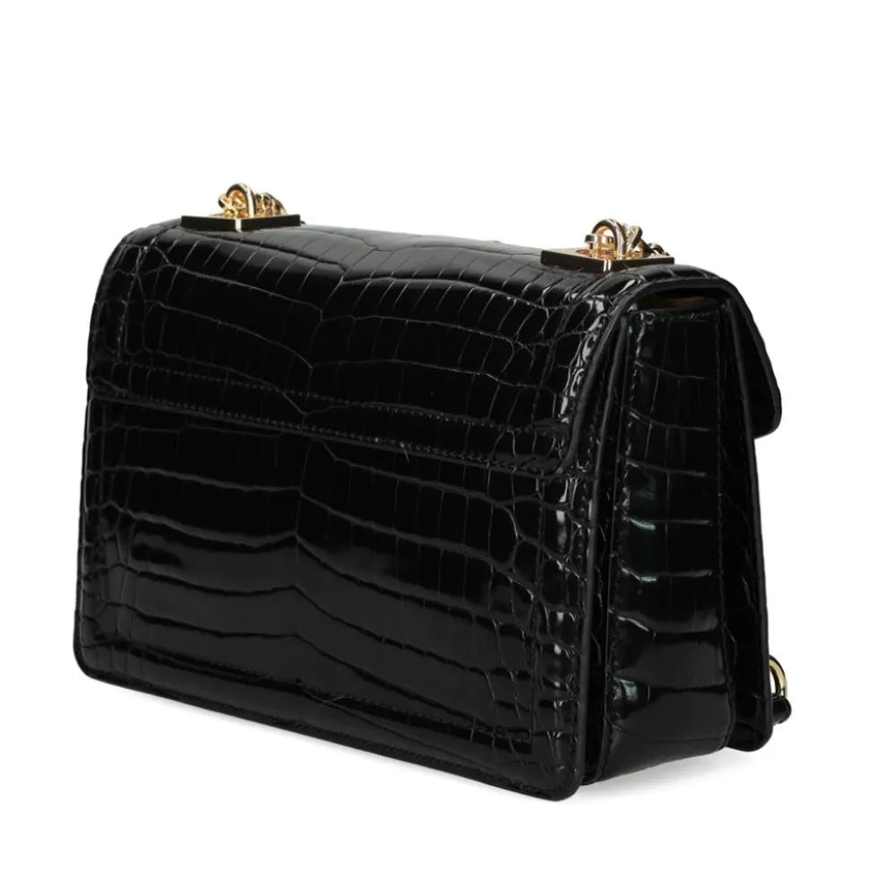 Borsa Donna a Spalla LOVE MOSCHINO linea Chain Detail stampa Cocco Nero