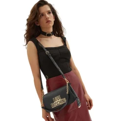 Borsa Donna a Spalla LOVE MOSCHINO linea Cut Out Logo Nero