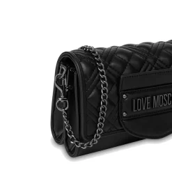 Borsa Donna a Spalla LOVE MOSCHINO linea Quilted Tab Nero con Logo Canna di Fucile
