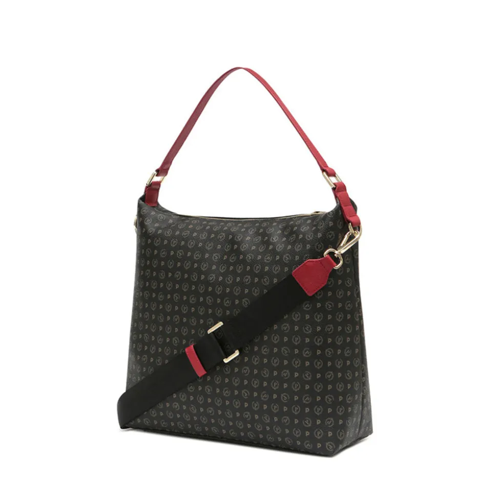 Borsa Donna a Spalla POLLINI linea Heritage PVC Nero e Lacca