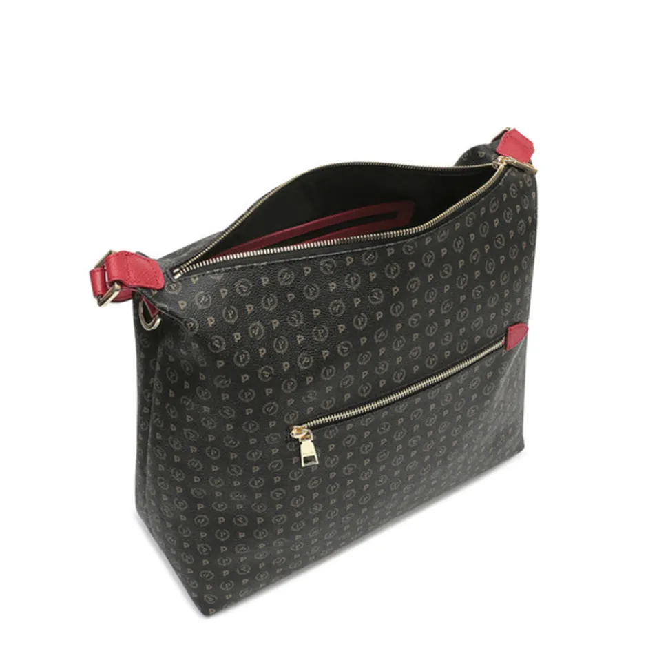 Borsa Donna a Spalla POLLINI linea Heritage PVC Nero e Lacca