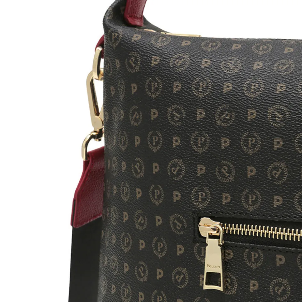 Borsa Donna a Spalla POLLINI linea Heritage PVC Nero e Lacca