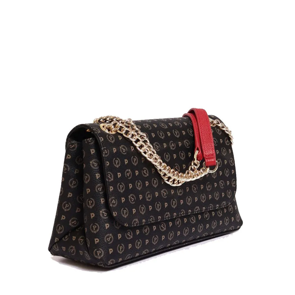 Borsa Donna a Spalla POLLINI Linea Heritage Logo Classic Nero e Lacca