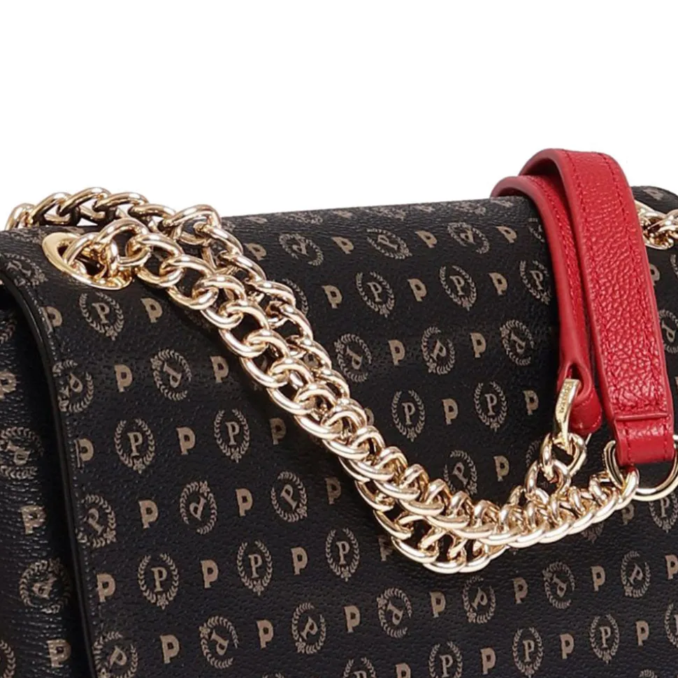 Borsa Donna a Spalla POLLINI Linea Heritage Logo Classic Nero e Lacca