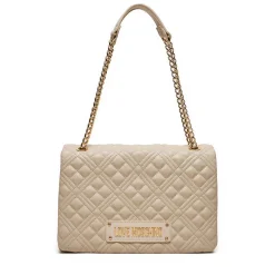 Borsa Donna a Spalla Trapuntata LOVE MOSCHINO linea Lettering Logo Avorio