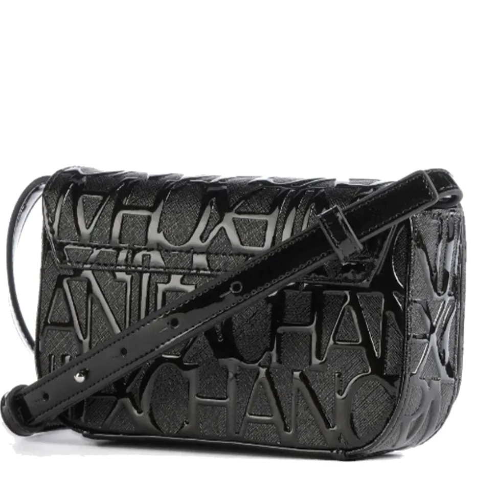 Borsa Donna a Tracolla ARMANI EXCHANGE colore Nero Lucido Chiusa con Pattina e Clip
