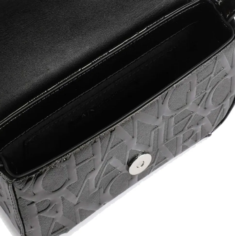 Borsa Donna a Tracolla ARMANI EXCHANGE colore Nero Lucido Chiusa con Pattina e Clip