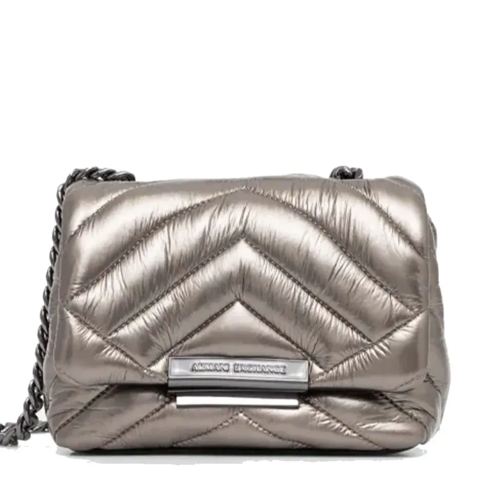 Borsa Donna a Tracolla Chiusa con Patta e Clip ARMANI EXCHANGE Colore Gun Metal