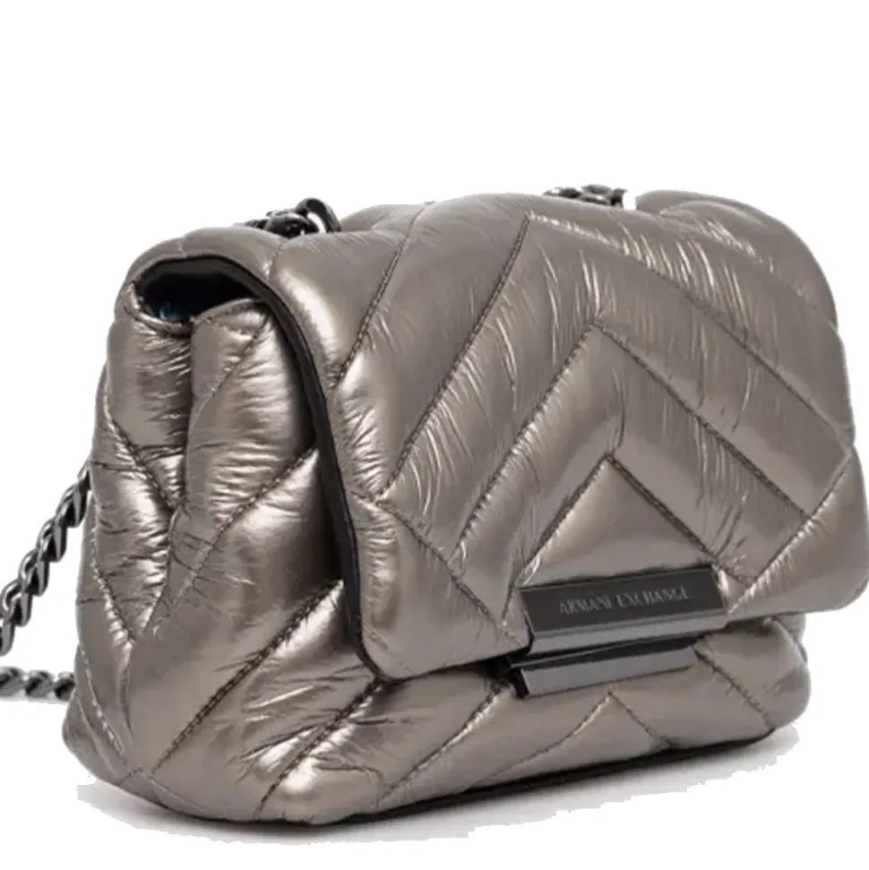 Borsa Donna a Tracolla Chiusa con Patta e Clip ARMANI EXCHANGE Colore Gun Metal